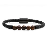 Stainless Steel Magnetic Buckle Leather Beaded Bracelets main image 4