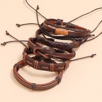 Simple Retro Woven 5-piece Leather Bracelet main image 4