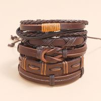Simple Retro Woven 5-piece Leather Bracelet main image 5