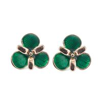 Korea New Emerald Drop Oil Petal Earrings main image 6
