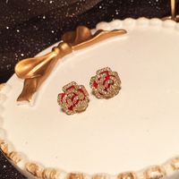 Red Camellia Earrings main image 6