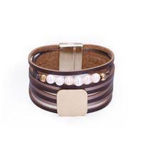 Bohemian Fashion Multi-layer Wide-sided Leather Pearl Bracelet sku image 2