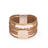 Bohemian Fashion Multi-layer Wide-sided Leather Pearl Bracelet sku image 1