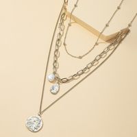 Creative Retro Pearl Pendant Multi-layer Necklace sku image 2