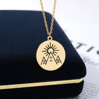 New Simple Sunrise Round Pendant Stainless Steel Necklace main image 3