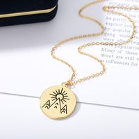 New Simple Sunrise Round Pendant Stainless Steel Necklace main image 4