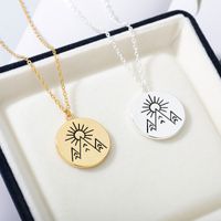 New Simple Sunrise Round Pendant Stainless Steel Necklace main image 5