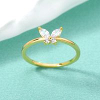 New Gold-plated Butterfly Zircon Ring main image 1