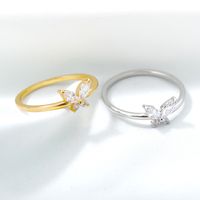 New Gold-plated Butterfly Zircon Ring main image 4