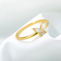 New Gold-plated Butterfly Zircon Ring main image 5