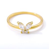 New Gold-plated Butterfly Zircon Ring main image 6