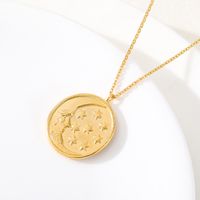 New Disc Embossed Moon Star Pendant Necklace main image 2