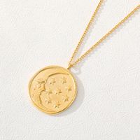 New Disc Embossed Moon Star Pendant Necklace main image 5