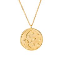 New Disc Embossed Moon Star Pendant Necklace main image 6