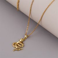 Copper Zodiac Snake Moon Necklace main image 4
