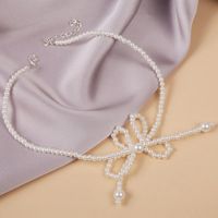 Korean Cute Pearl Bow Necklace main image 4