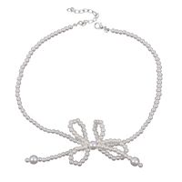 Korean Cute Pearl Bow Necklace main image 6