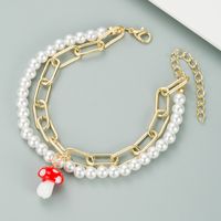 Simple U-shaped Chain Pearl Mushroom Multi-layer Bracelet main image 4