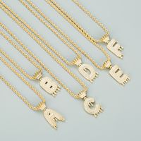 26 English Letters Crown Micro-inlaid Zircon Necklace main image 3