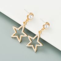 Pearl Fashion Hollow Five-pointed Star Earrings main image 5