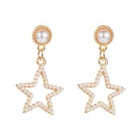 Pearl Fashion Hollow Five-pointed Star Earrings main image 6