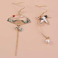 Retro Elegant Crane Long Earrings main image 2