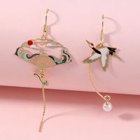 Retro Elegant Crane Long Earrings main image 3