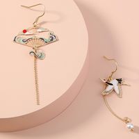 Retro Elegant Crane Long Earrings main image 5