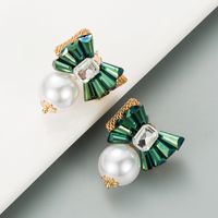 Korean Fashion Flower Pearl Crystal Earrings main image 4