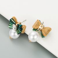 Korean Fashion Flower Pearl Crystal Earrings main image 5