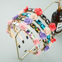 Korean Alloy Inlaid Glass Flower Headband main image 2