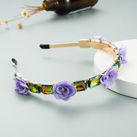 Korean Alloy Inlaid Glass Flower Headband main image 4