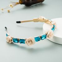 Korean Alloy Inlaid Glass Flower Headband main image 5