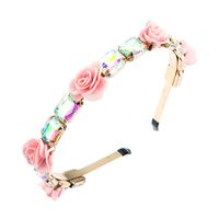 Korean Alloy Inlaid Glass Flower Headband main image 6