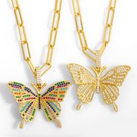 Colored Zircon Butterfly Pendant Necklace main image 1