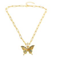 Colored Zircon Butterfly Pendant Necklace main image 5