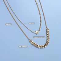 Double Layered Star Pendant Titanium Steel Necklace main image 6