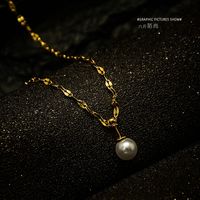 Stainless Steel Pearl Earrings Necklace main image 4