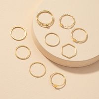 Fashion Geometry Pattern Heart-shaped Metal Ring 9-piece Set main image 5