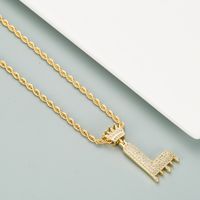 26 English Letters Crown Micro-inlaid Zircon Necklace sku image 12