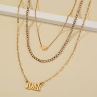 Letter Lover Pendant Simple Fashion Multi-layer Necklace sku image 1
