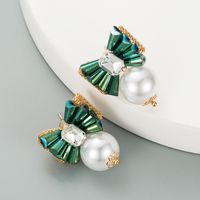 Korean Fashion Flower Pearl Crystal Earrings sku image 1