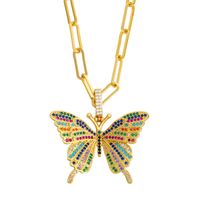 Colored Zircon Butterfly Pendant Necklace sku image 1