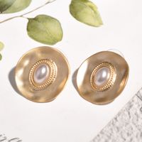 Palace Style Retro Metal Pearl Round Earrings main image 6
