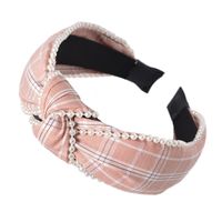 Knotted Pearl Lattice Mesh Wide-sided Headband sku image 1