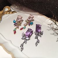 Purple Square Elegant Transparent Leaf Earrings main image 6