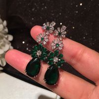 Retro Emerald Drop Long Tassel Earrings main image 4