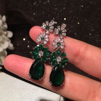Retro Emerald Drop Long Tassel Earrings main image 5