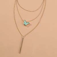 Korean Simple Butterfly Pendant Multi-layer Necklace main image 6