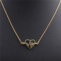 Hot Sale Copper Necklace Micro-set Zircon Peach Heart Love Necklace Copper Wholesale Nihaojewelry sku image 4